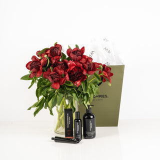 Red Charm Peonies and The Aroma Therapy Gift