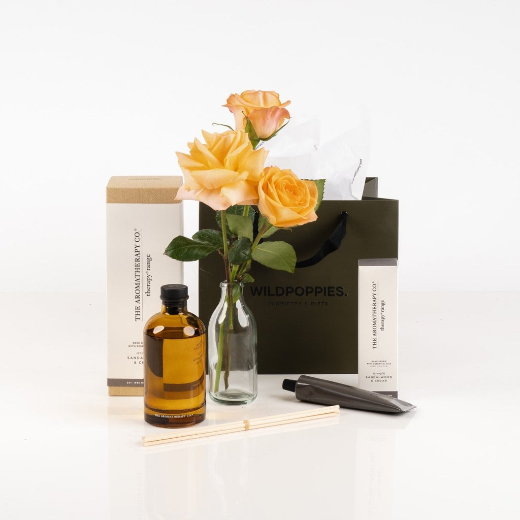 Apricot Rose & Aroma Therapy Combo Deal - Wild Poppies Gift The Aromatherapy Co.