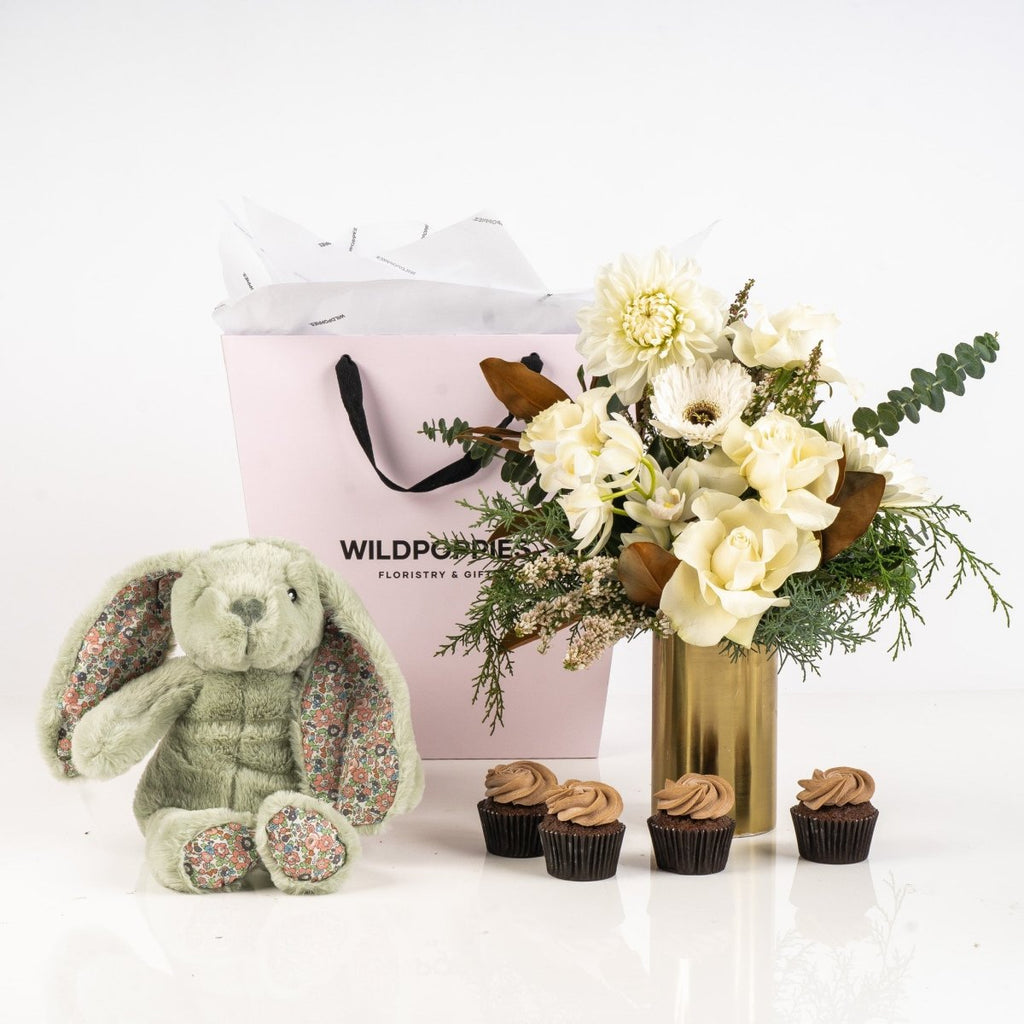 Baby Boy Sweetheart Combo Gift - Wild Poppies -  Gift - Same Day Flower Delivery Auckland - Auckland Flower Delivery \ Florists - boutique gift boxes 