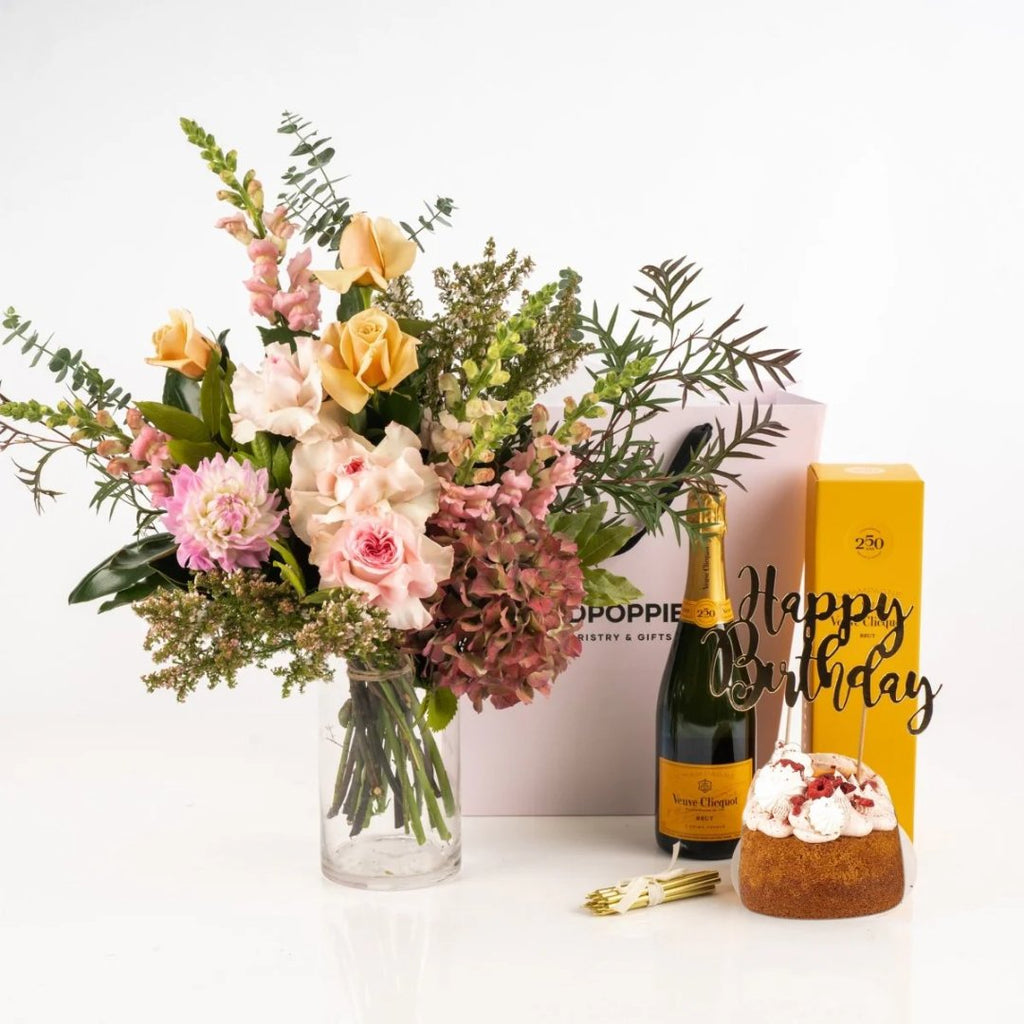 Big Birthday Bundle - Wild Poppies -  Gift - Same Day Flower Delivery Auckland - Auckland Flower Delivery \ Florists - boutique gift boxes 