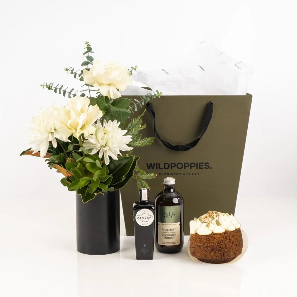 Bloom & Booze Gift Set - Wild Poppies -  Gift - Same Day Flower Delivery Auckland - Auckland Flower Delivery \ Florists - boutique gift boxes 