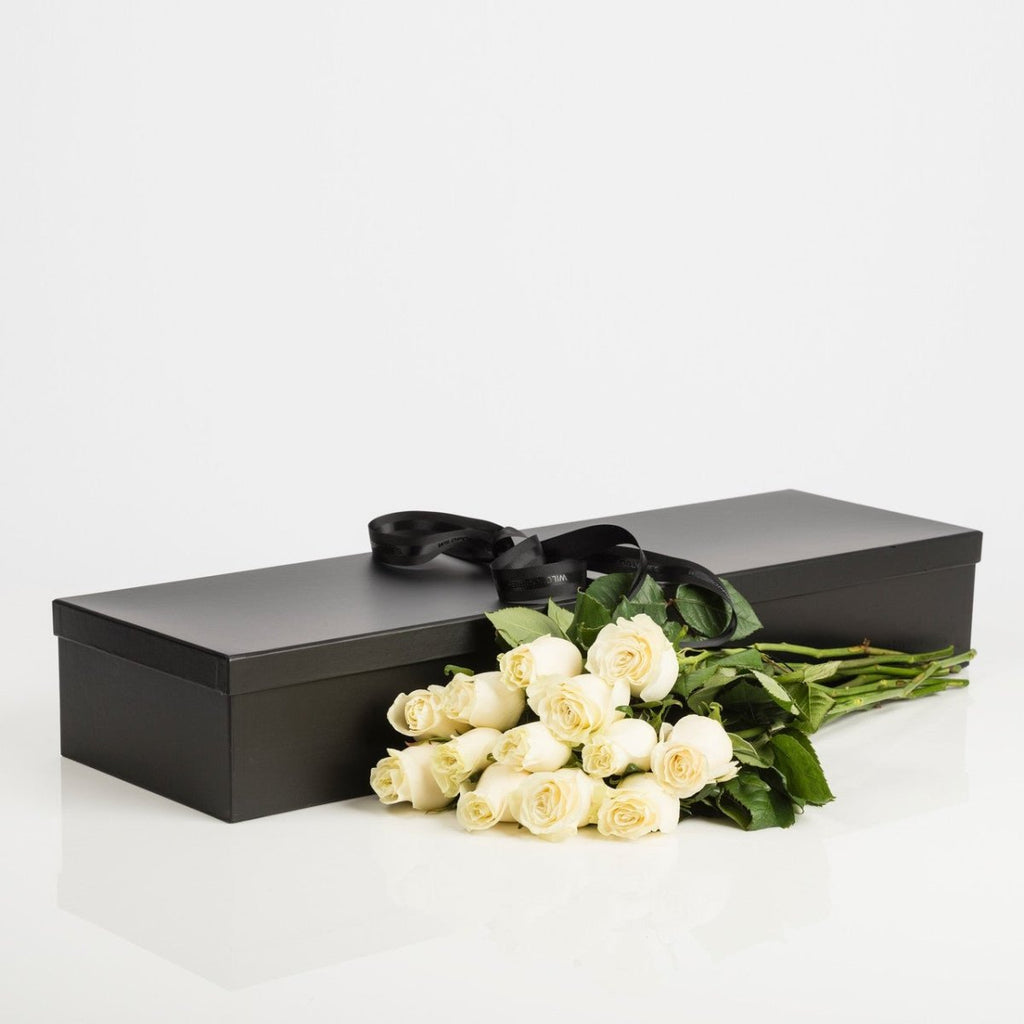 Boxed White Roses - Wild Poppies -  Flower - Same Day Flower Delivery Auckland - Auckland Flower Delivery \ Florists - boutique gift boxes 