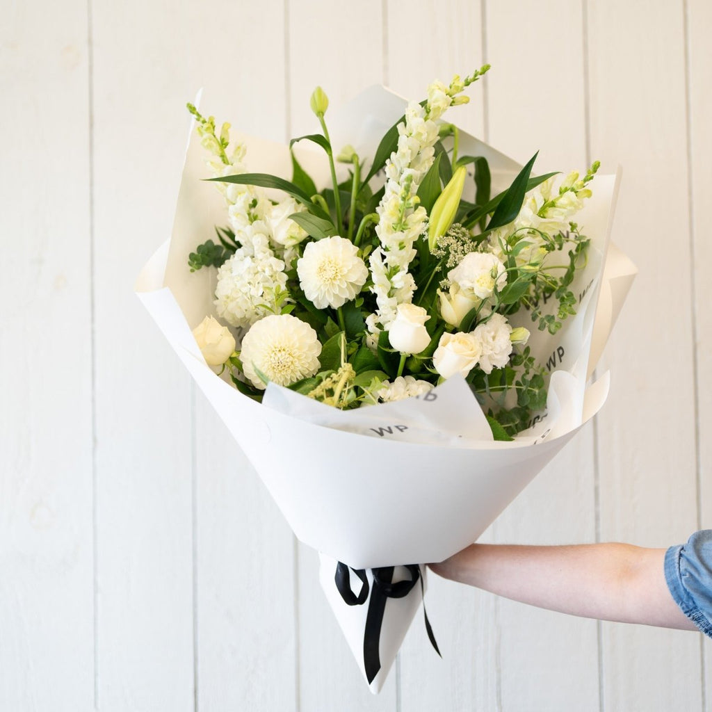 Fresh Whites and Green Bouquet - Wild Poppies -  Flower - Same Day Flower Delivery Auckland - Auckland Flower Delivery \ Florists - boutique gift boxes 