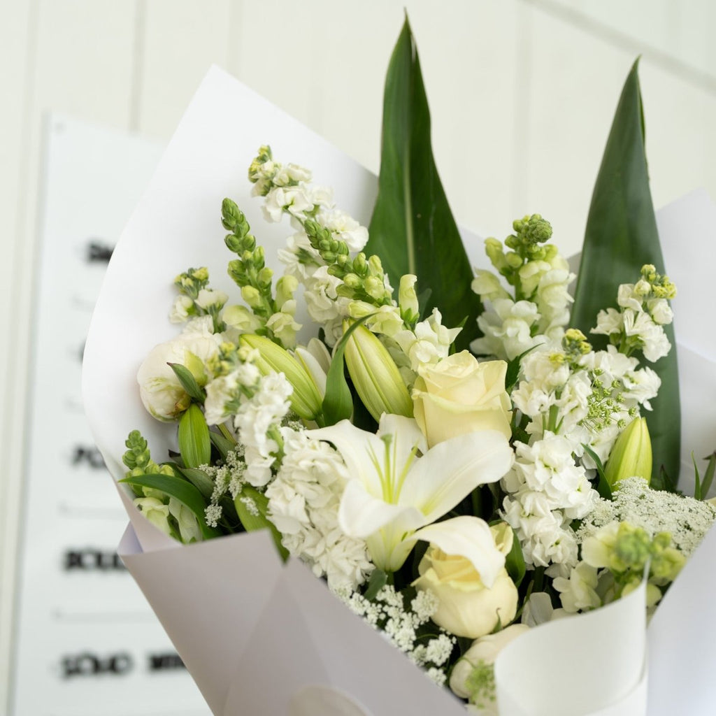 Fresh Whites and Green Bouquet - Wild Poppies -  Flower - Same Day Flower Delivery Auckland - Auckland Flower Delivery \ Florists - boutique gift boxes 