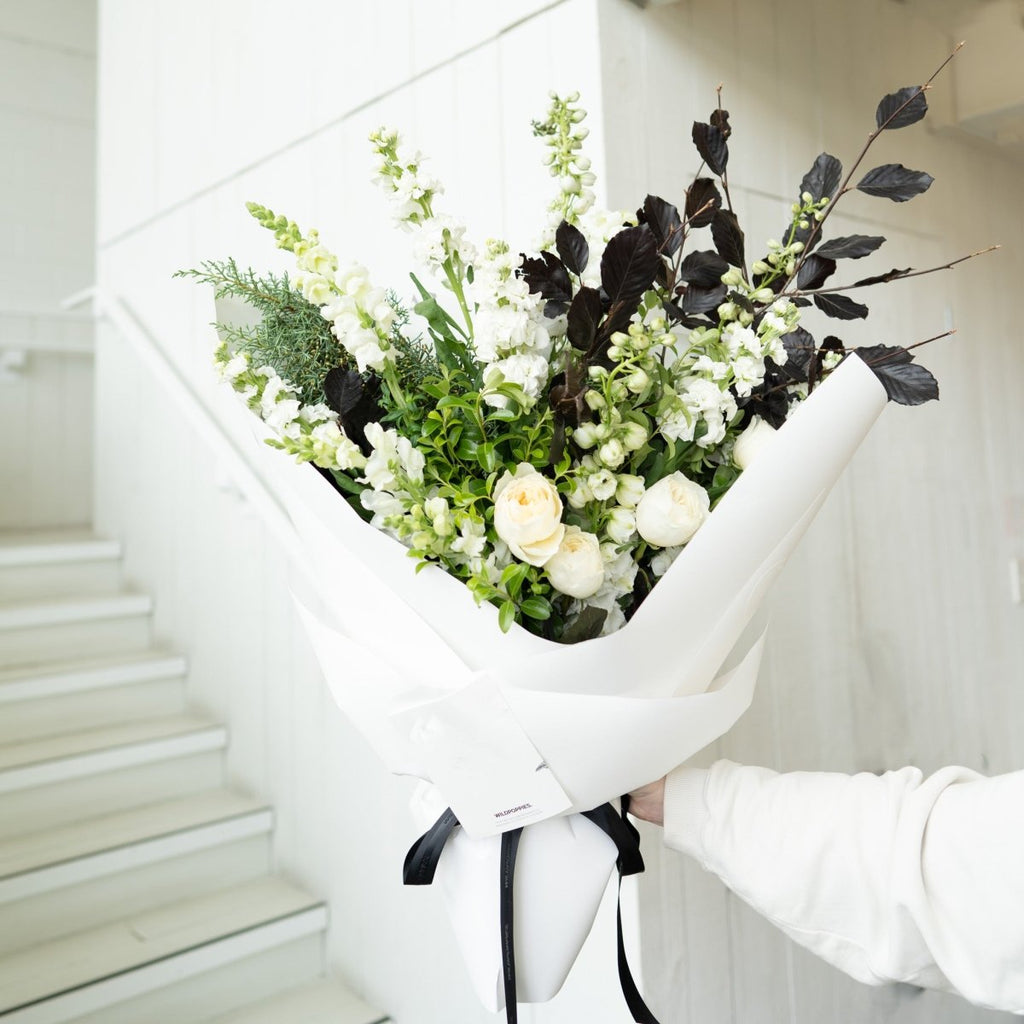 Fresh Whites and Green Bouquet - Wild Poppies -  Flower - Same Day Flower Delivery Auckland - Auckland Flower Delivery \ Florists - boutique gift boxes 