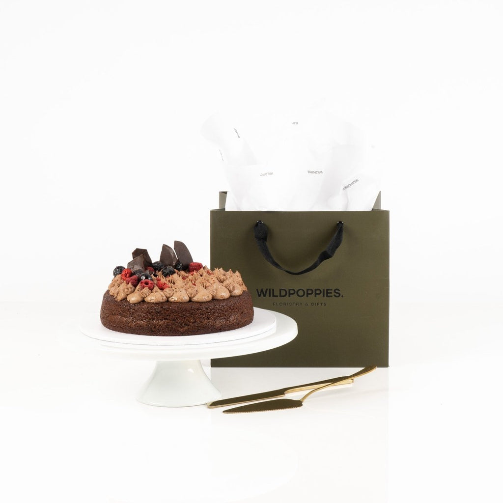 Gluten Free and Vegan Chocolate Cake - Wild Poppies -  Flower - Same Day Flower Delivery Auckland - Auckland Flower Delivery \ Florists - boutique gift boxes 