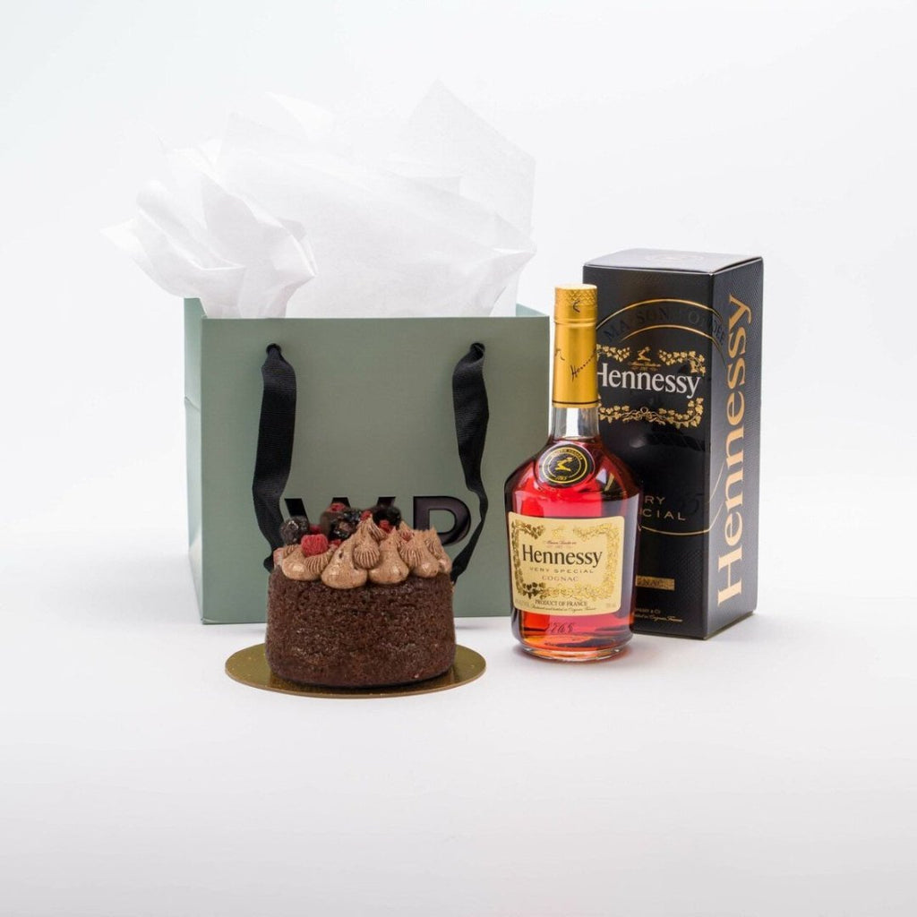 His Special Cake and Cognac - Wild Poppies -  Gift - Same Day Flower Delivery Auckland - Auckland Flower Delivery \ Florists - boutique gift boxes 