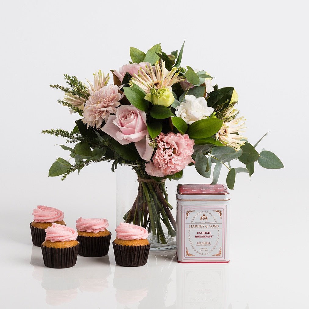 Pink High Tea Posy Gift Set - Wild Poppies -  Gift - Same Day Flower Delivery Auckland - Auckland Flower Delivery \ Florists - boutique gift boxes 