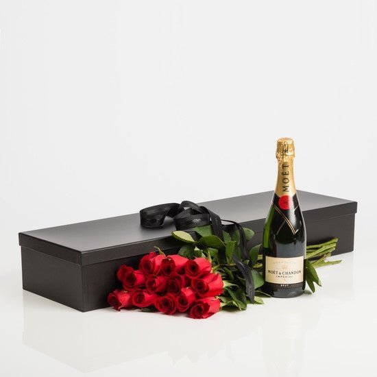 Red Rose Moët Indulgence - Wild Poppies -  Gift - Same Day Flower Delivery Auckland - Auckland Flower Delivery \ Florists - boutique gift boxes 